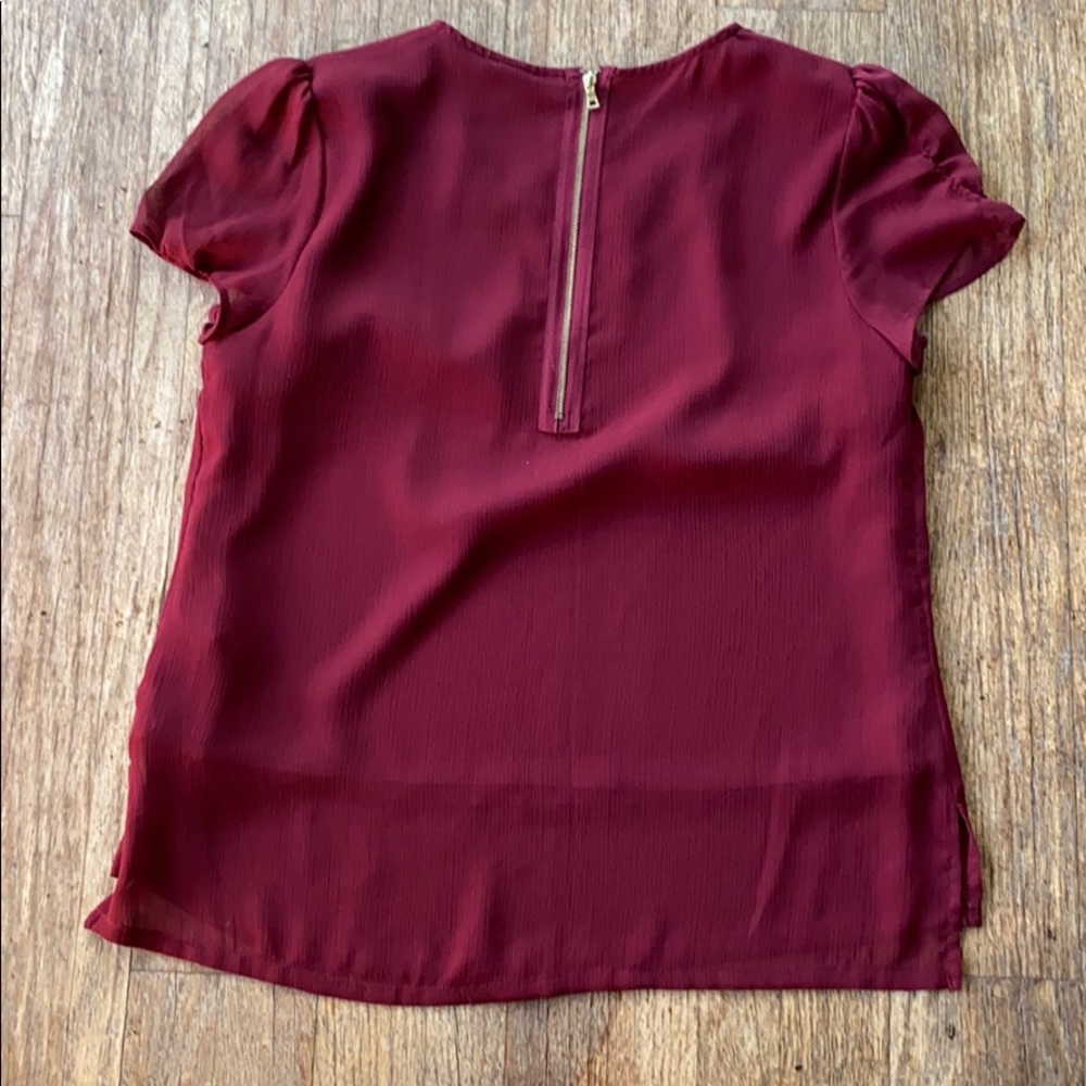 Zip Back Red Blouse